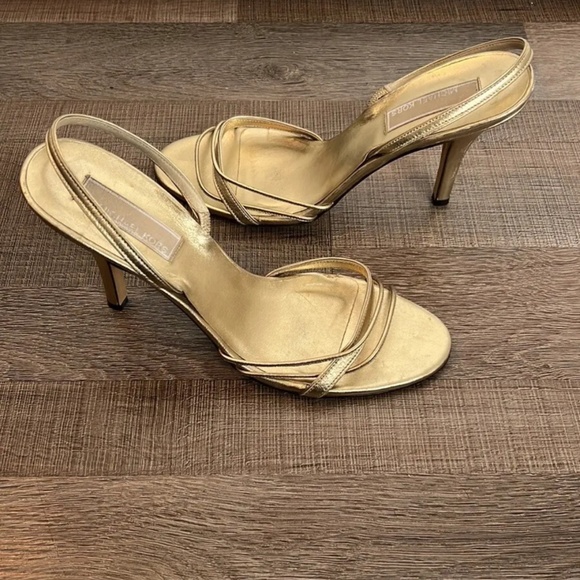 Michael Kors Gold Metallic Sandal Slingback Heels size 8 - Picture 5 of 7
